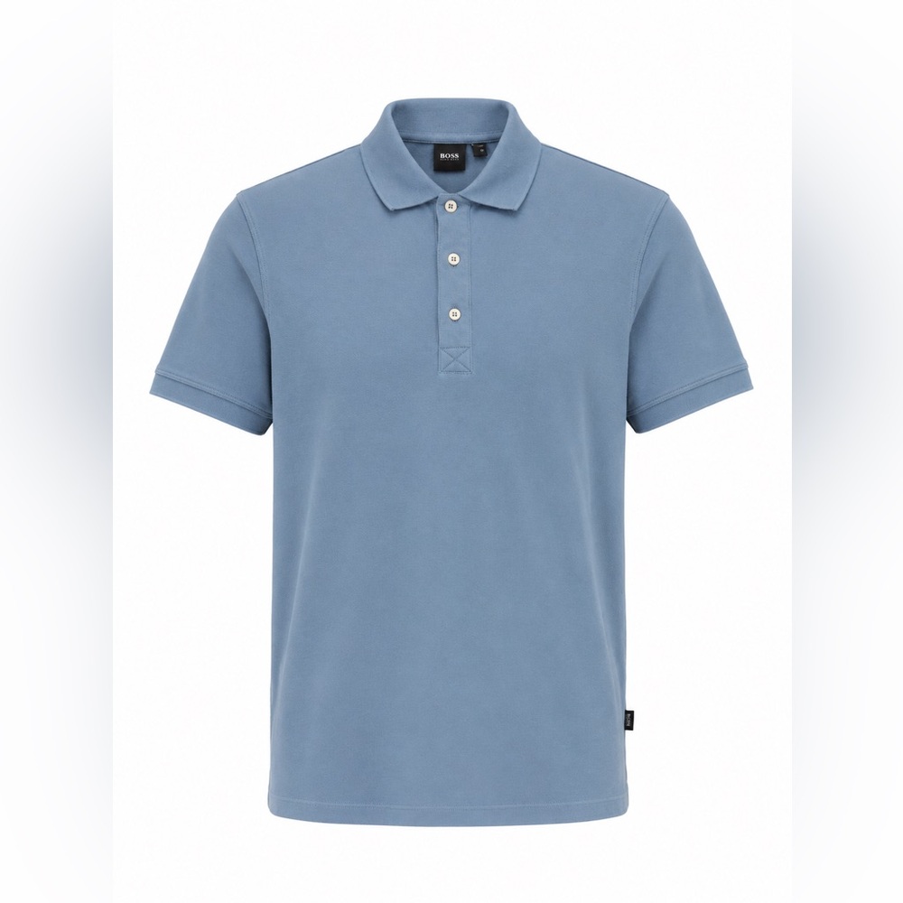 Boss Slim Fit Men's Dusty Blue Cotton Polo Shirt